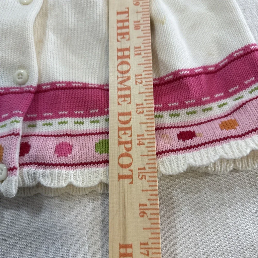 Gymboree Cardigan Sweater Girls 5T Ivory Pink Polka‎ Dot Knit Cottagecore